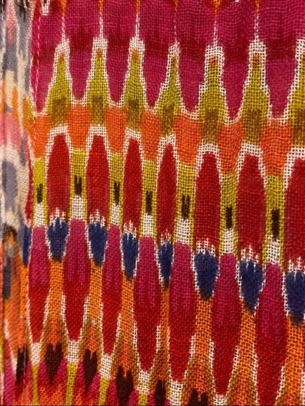 NWT Loft rayon linen blend woven oblong chevron stripes block print scarf